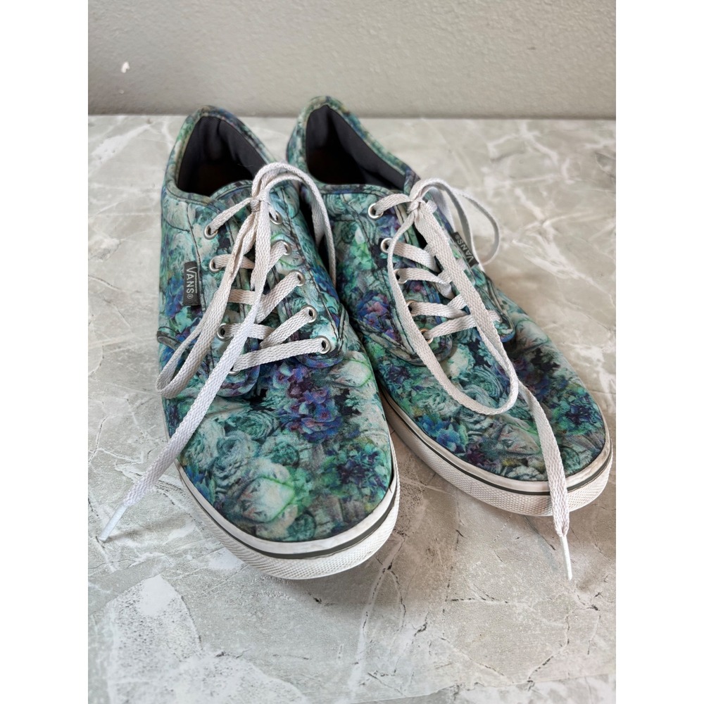 Vans Off The Wall Women's Blue Green Purple Floral Print Canvas Sneakers Size 8